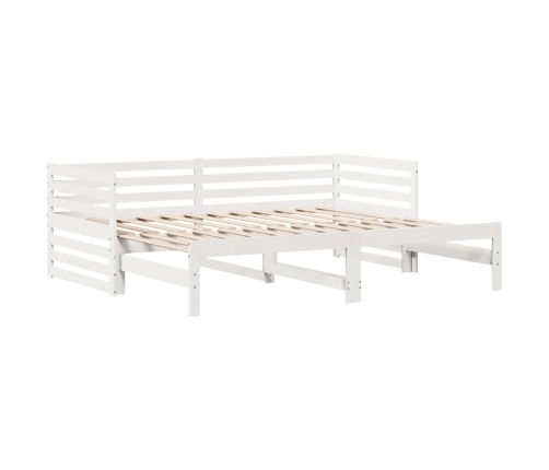 Sofá cama con cajones madera maciza de pino blanco 90x200 cm