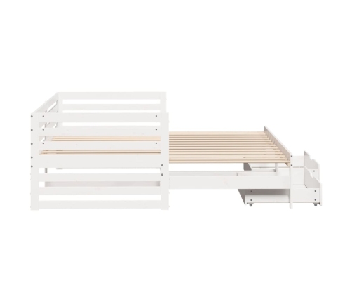 Sofá cama con cajones madera maciza de pino blanco 90x200 cm