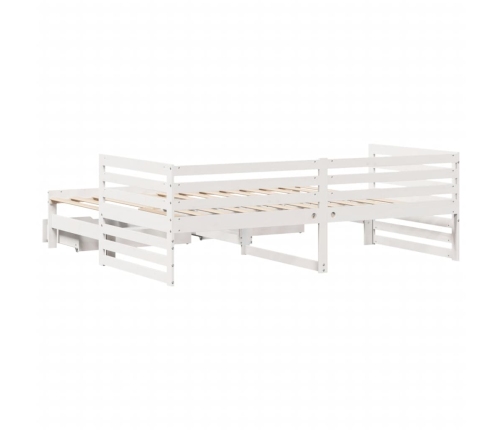 Sofá cama con cajones madera maciza de pino blanco 90x200 cm
