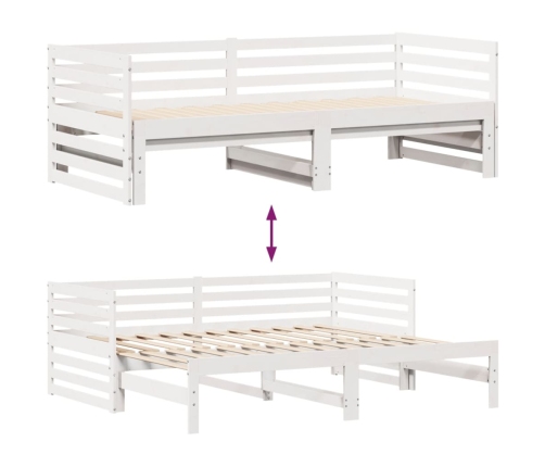 Sofá cama con cajones madera maciza de pino blanco 90x200 cm