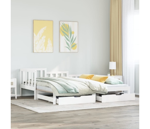 Sofá cama nido con cajones sin colchón blanco 90x190 cm