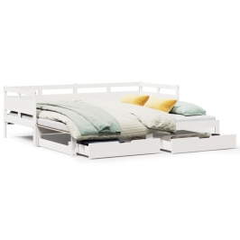 Sofá cama nido con cajones sin colchón blanco 90x200 cm