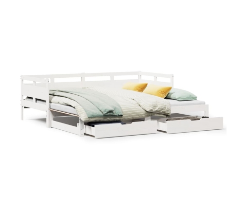 Sofá cama nido con cajones sin colchón blanco 90x200 cm