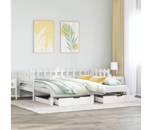 Sofá cama nido con cajones madera maciza pino blanca 90x190 cm