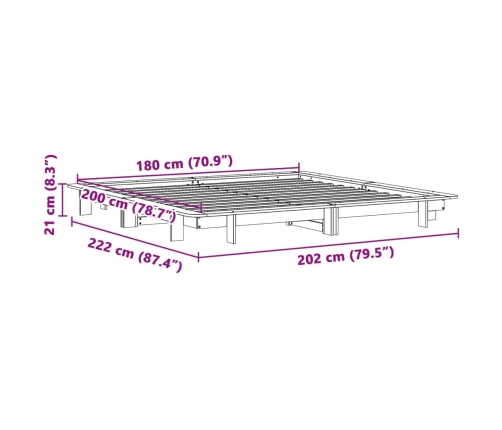 Estructura de cama sin colchón madera maciza de pino 180x200 cm