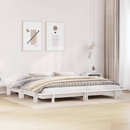 Cama sin colchón madera maciza de pino blanca 180x200 cm