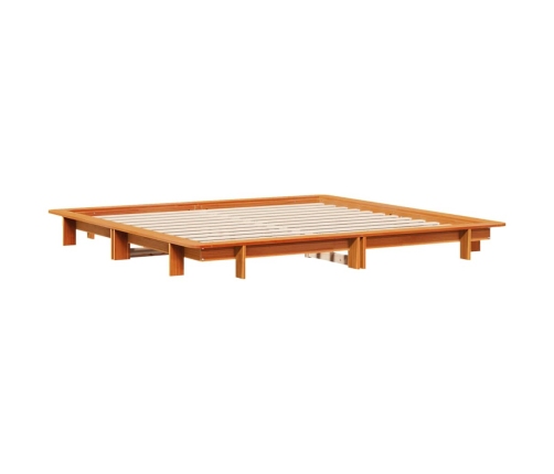 Cama sin colchón madera maciza de pino marrón cera 180x200 cm