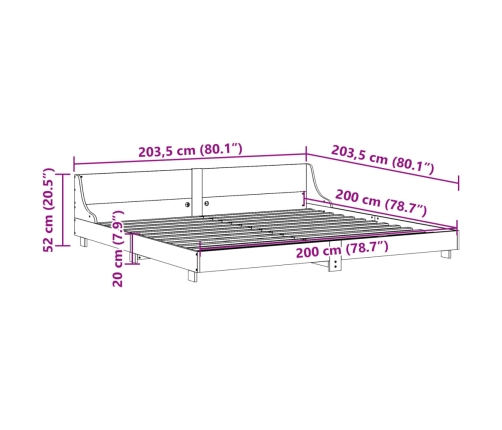 vidaXL Estructura de cama con cabecero madera maciza de pino 200x200cm