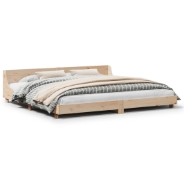 Estructura de cama sin colchón madera maciza de pino 200x200 cm