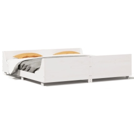 Estructura de cama sin colchón madera maciza blanca 200x200 cm