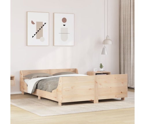 Estructura de cama sin colchón madera maciza de pino 140x190 cm