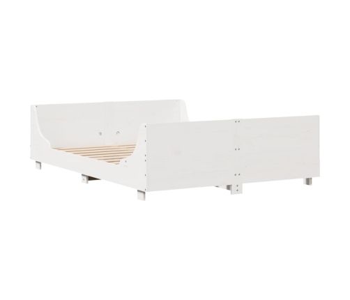 Estructura de cama sin colchón madera de pino blanca 140x190 cm