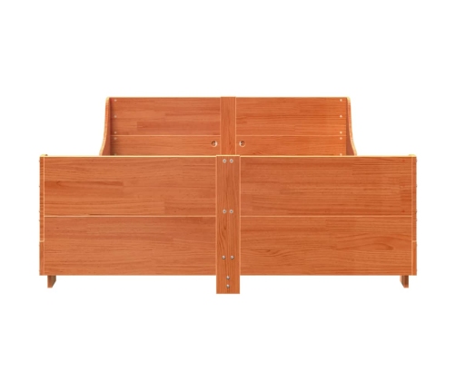 Cama sin colchón madera maciza de pino marrón cera 140x190 cm