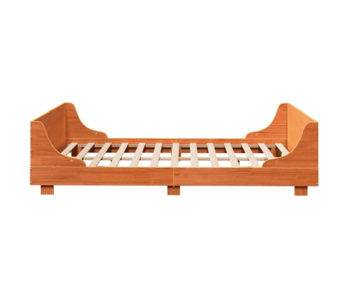 Cama sin colchón madera maciza de pino marrón cera 140x190 cm