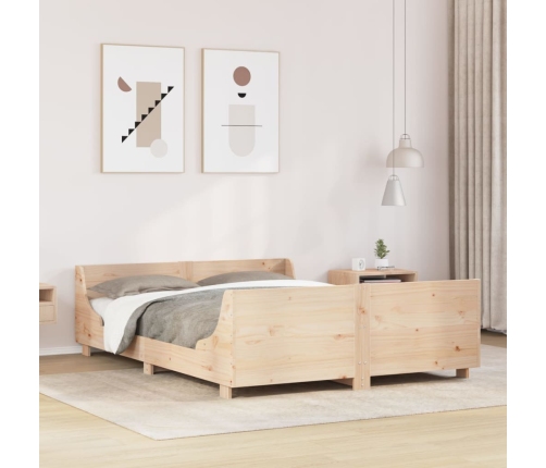 Estructura de cama sin colchón madera maciza de pino 135x190 cm