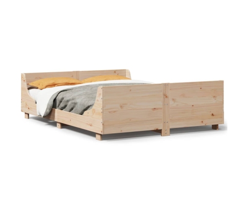 Estructura de cama sin colchón madera maciza de pino 135x190 cm