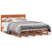 Cama sin colchón madera maciza pino marrón cera 150x200 cm