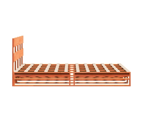 Cama sin colchón madera maciza pino marrón cera 150x200 cm