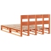 Cama sin colchón madera maciza de pino marrón cera 160x200 cm