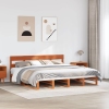 Cama sin colchón madera maciza de pino marrón cera 200x200 cm