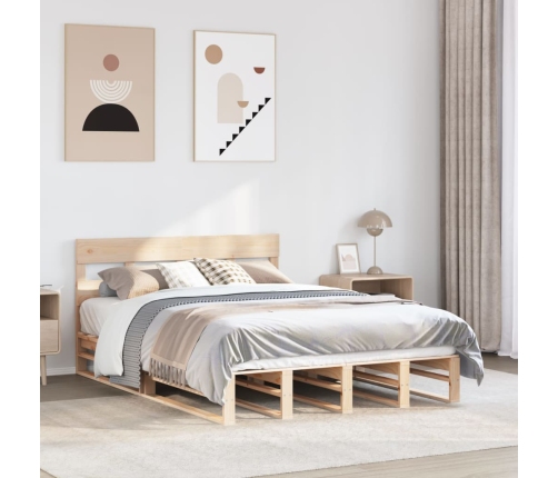 Estructura de cama sin colchón madera maciza de pino 120x190 cm