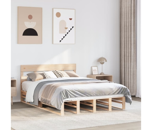 Estructura de cama sin colchón madera maciza de pino 135x190 cm