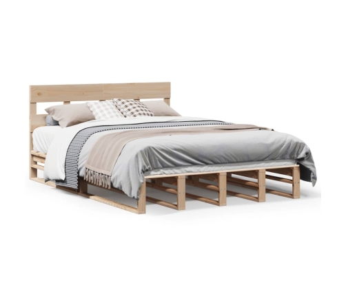 Estructura de cama sin colchón madera maciza de pino 140x190 cm