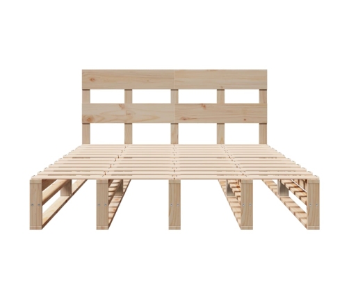 Estructura de cama sin colchón madera maciza de pino 140x190 cm