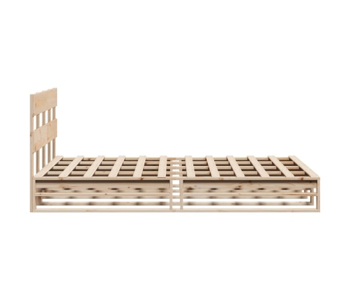 Estructura de cama sin colchón madera maciza de pino 140x190 cm