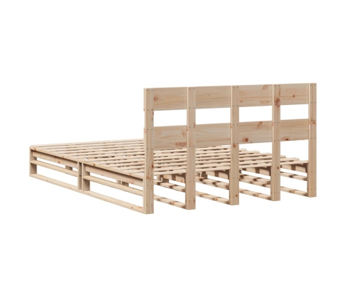 Estructura de cama sin colchón madera maciza de pino 140x190 cm