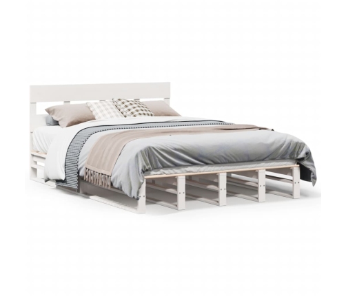 Estructura de cama sin colchón madera de pino blanca 140x190 cm