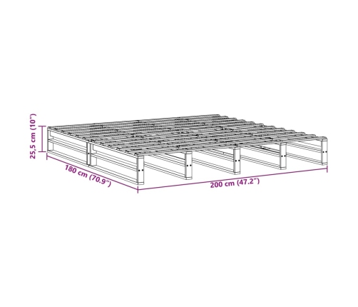 Estructura de cama sin colchón madera maciza de pino 180x200 cm