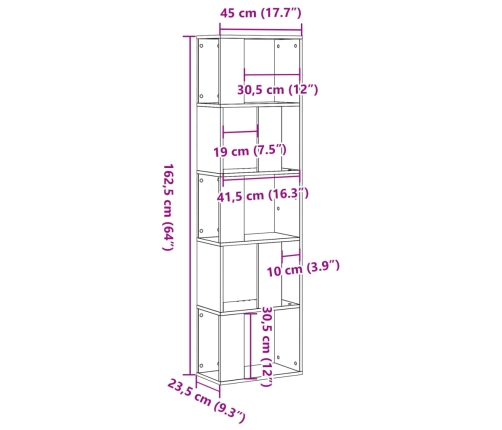 Librería 5 niveles madera ingeniería blanca 45x23,5x162,5 cm