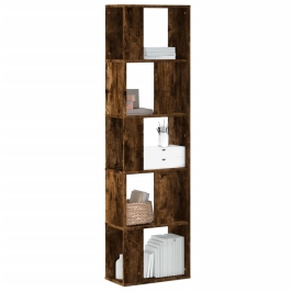 Librería de 5 niveles madera ingeniería roble ahumado