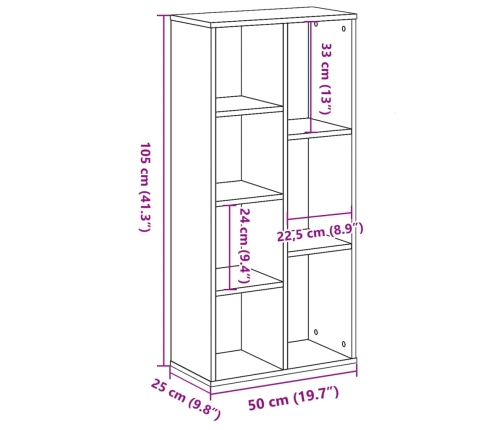 Estantería de madera de ingeniería blanca 50x25x105 cm