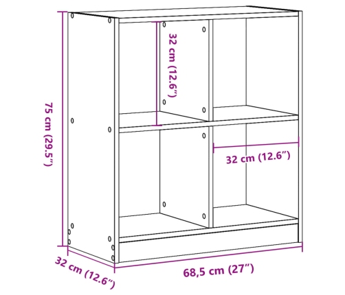 Estantería de madera de ingeniería blanca 68,5x32x75 cm