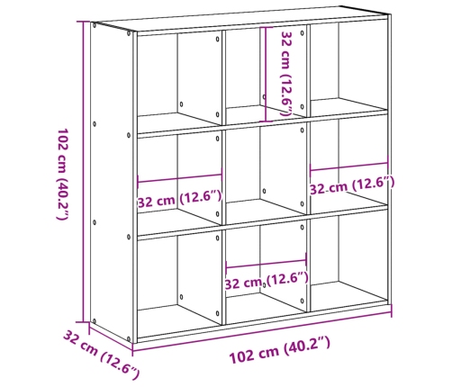 Estantería de madera de ingeniería blanca 102x32x102 cm