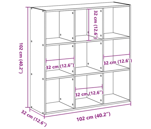 Estantería de madera de ingeniería negra 102x32x102 cm