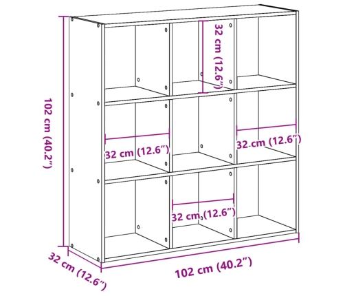 Estantería madera de ingeniería roble Sonoma 102x32x102 cm