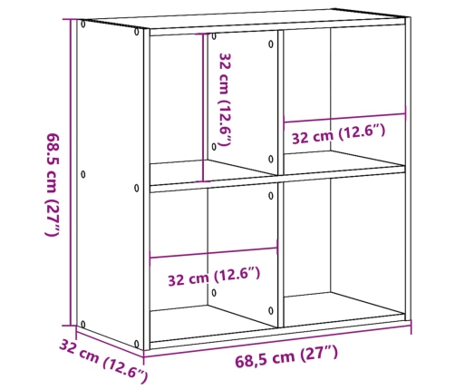 Estantería de madera de ingeniería blanca 68,5x32x68,5 cm