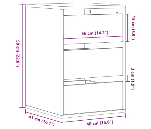 Cómoda de esquina madera de ingeniería blanco 40x41x58 cm