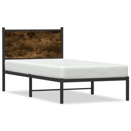 Estructura de cama sin colchón metal roble ahumado 80x200 cm
