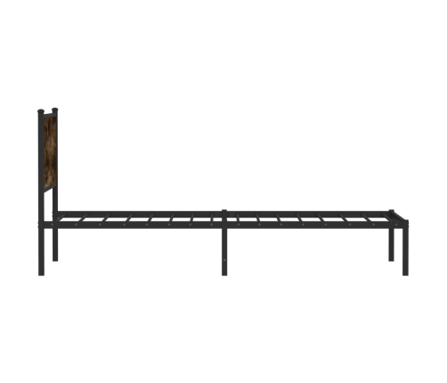 Estructura de cama con cabecero metal roble ahumado 100x190 cm