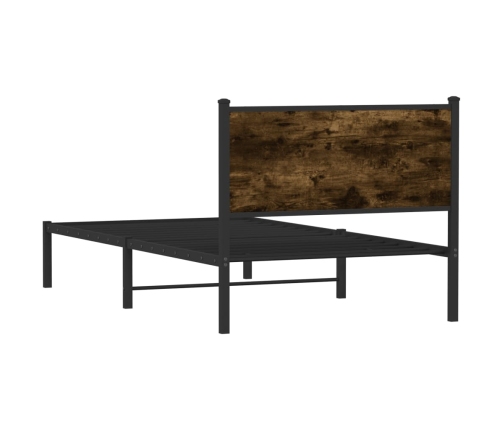 Estructura de cama con cabecero metal roble ahumado 100x200 cm