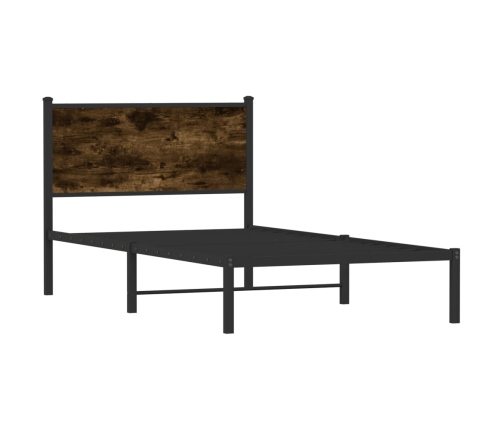 Estructura de cama con cabecero metal roble ahumado 107x203 cm