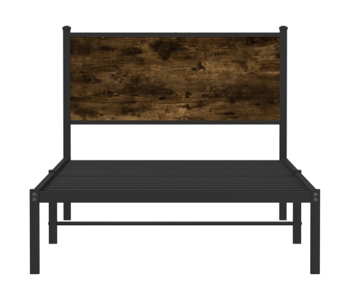 Estructura de cama con cabecero metal roble ahumado 107x203 cm