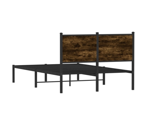 Estructura de cama con cabecero metal roble ahumado 120x200 cm