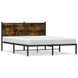 Estructura de cama sin colchón metal roble ahumado 140x190 cm