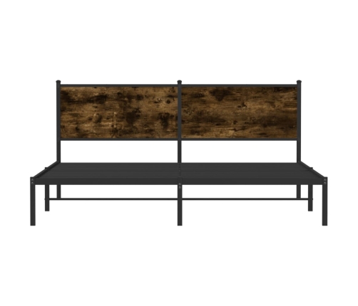 Estructura de cama sin colchón metal roble ahumado 160x200 cm