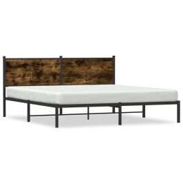 Estructura de cama sin colchón metal roble ahumado 160x200 cm